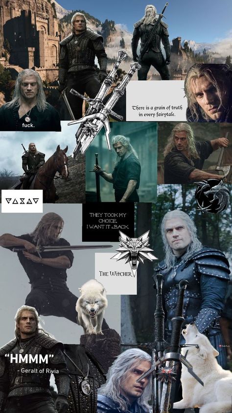 Geralt of Rivia, the White Wolf himself⚔️🐺🤍✨️ *aesthetic collage* The White Wolf, Witcher Wallpaper, The Witcher Geralt, Geralt Of Rivia, Drawing Wallpaper, Enola Holmes, White Wolf, Henry Cavill, Aesthetic Collage