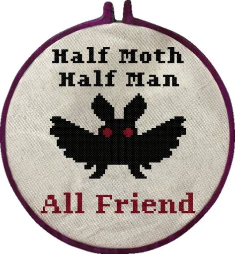 Friend Cross Stitch, Small Cross Stitch Patterns, Moth Man, Stitch Patch, Small Cross Stitch, All Friends, Cross Stitch Art, Perler Beads, White Patterns