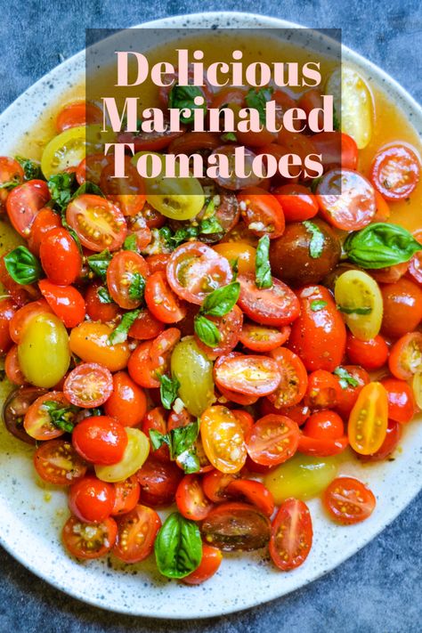 Tomato Side Dishes, Cherry Tomato Recipes, Basil Olive Oil, Tomato Dishes, Bbq Side Dishes, Marinated Tomatoes, Bbq Side, Fresh Tomato Recipes, Tomato Salad Recipes