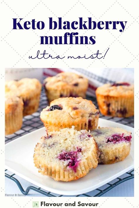 Made with almond flour, these Keto Blackberry Muffins are super moist and quick to prepare. They're sugar-free, dairy-free, and gluten-free. Keto Birthday, Low Carb Muffin Recipes, Blackberry Muffins, Today Recipes, Keto Dairy, Blackberry Muffin, Sweet Muffins, Blackberry Bush, Muffin Flavors