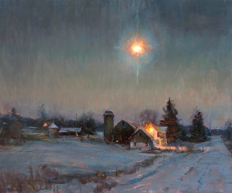 Daniel Gerhartz Daniel F Gerhartz, Daniel Gerhartz, Winter Painting, American Painting, Classic Paintings, Night Painting, Impressionist Art, Night Art, Winter Art