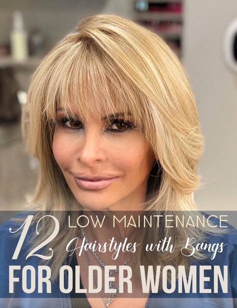 12 Low Maintenance Hairstyles with Bangs for Older Women Hairstyles For Medium Length Hair With Bangs Over 50 Women, Bangs For Older Women With Glasses, Low Maintenance Hairstyles, Bangs For Women Over 50, Bangs For Older Women, Medium Hairstyles With Bangs, 60 Year Old Hairstyles, Stacked Bob Haircuts, Shoulder Length Hair With Bangs