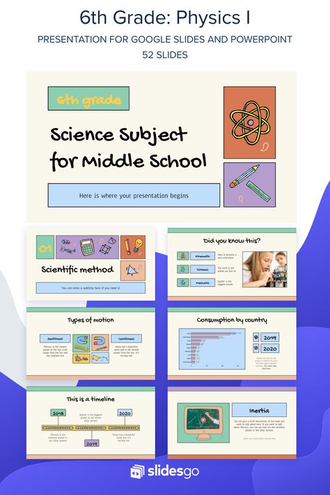 Turn your students into true scientists with this presentation about physics. Download and edit it in Google Slides and PowerPoint! Physics Ppt Template, Science Presentation, Backgrounds For Powerpoint, Science Subject, Background For Powerpoint Presentation, Ppt Template Design, Presentation Slides Design, Powerpoint Slide Designs, Middle School 6th Grade