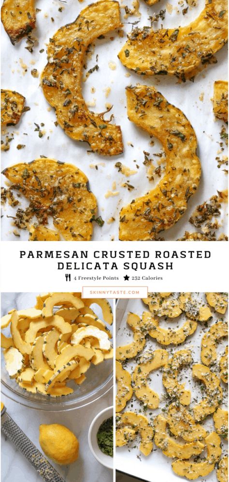 Delicata Squash Recipe, Roasted Delicata Squash, Delicata Squash, Squash Recipe, Roasted Squash, Parmesan Crusted, Skinny Taste Recipes, Squash Recipes, Spaghetti Squash