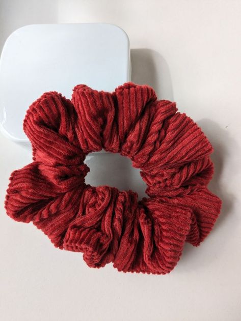 corduroy scrunchies Shade Of Red, Corduroy Fabric, Shades Of Red, Hair Accessory, Scrunchies, Hair Accessories, Hair Styles, Hair, Red