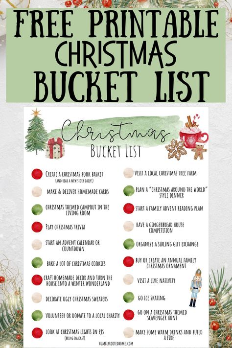 Grab your free printable Christmas bucket list and start having fun this holiday season! This bucket list has 20 fun family Christmas activities. Includes free Christmas activities, budget friendly Christmas ideas, and ideas for all ages! Christmas Bucket List For Toddlers, Christmas Family Bucket List, Fun Family Christmas Activities, Christmas Bucket List Family, Christmas Bucket List For Couples, Christmas Bucket Lists, Christmas Bucket List For Kids, Free Christmas Activities, Family Christmas Activities