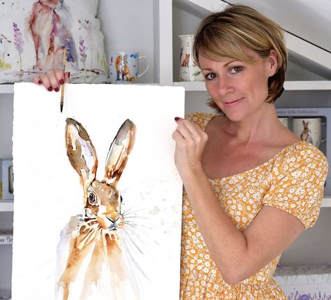 How to paint a loose watercolour hare (sketchbook tutorial) - Jennifer Rose Gallery Sketchbook Tutorial, Hare Watercolour, Loose Watercolour, Hare Painting, Jennifer Rose, Journal Entry, Diy Watercolor Painting, Loose Watercolor, Watercolor Paintings Easy