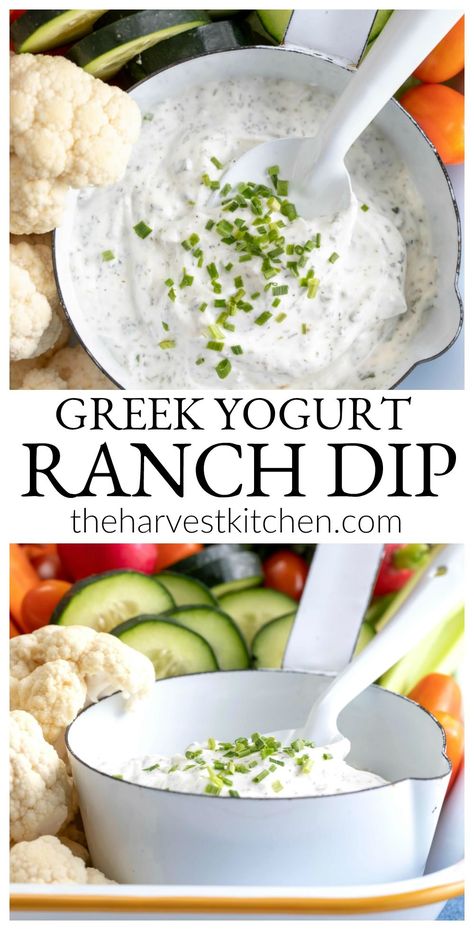 Yogurt Based Dips, Lunch Dips, Noom Snacks, Healthier Dips, Healthy Ranch Dip, Greek Yogurt Ranch Dip, Healthy Ranch, Greek Yogurt Ranch, Dinner Party Appetizers