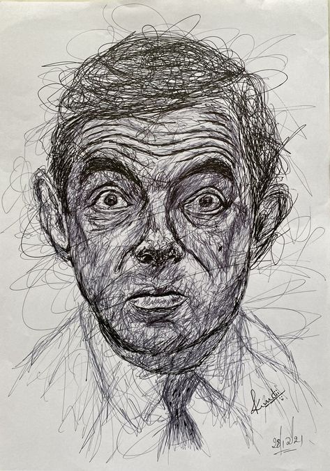 Pen drawing Lines And Shapes, Scribble Art, Mr Bean, Art Sketch, Pen Art, Pen Drawing, Make Art, Art Sketches, Beautiful Art