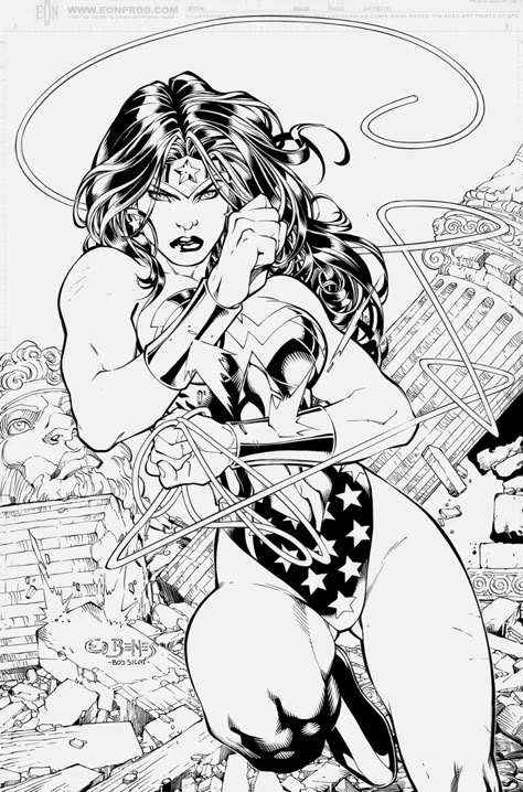 Wonder Woman by boysicat on DeviantArt Ink Quill, Wonder Woman Drawing, Micron Pens, Drawing Female Body, Wonder Woman Art, Black And White Comics, Scott Campbell, Characters Design, Batman And Superman