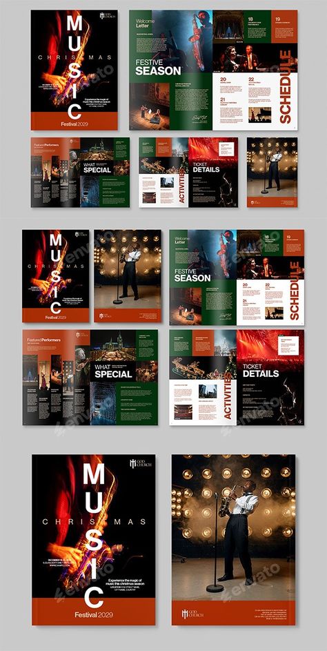 Christmas Music Festival Brochure Template, Print Templates | GraphicRiver Festival Brochure, Christmas Brochure, Family Music, Welcome Letters, Brochure Design Template, Christmas Music, Print Templates, Brochure Template, Holidays And Events