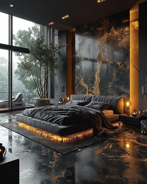 "Chic Interior Decor Ideas for Every Room in the House" Soft Interior Lighting, Dream Luxury Bedrooms, Room Interior Bedroom Luxury, Rich Room Bedroom, Modern Unique Bedroom Design, Luxury House Bedroom, Futuristic Earth, Modern Dark Bedroom, Rich Bedroom