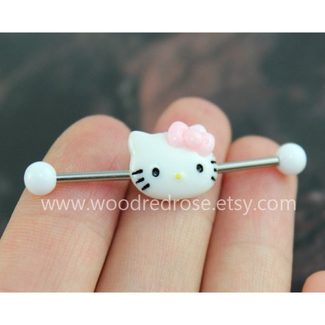 Hello Kitty Industrial Barbell ,Hello Kitty Double Piercing,Hello... (8.05 AUD) ❤ liked on Polyvore featuring jewelry, belly rings jewelry, hello kitty jewellery, hello kitty jewelry, hello kitty and belly button rings jewelry Industrial Bars, Piercing Art, Ear Piercings Industrial, Industrial Earrings, Industrial Piercing Jewelry, Ear Piercings Chart, Sanrio Stuff, Hello Kitty Jewelry, Pretty Ear Piercings