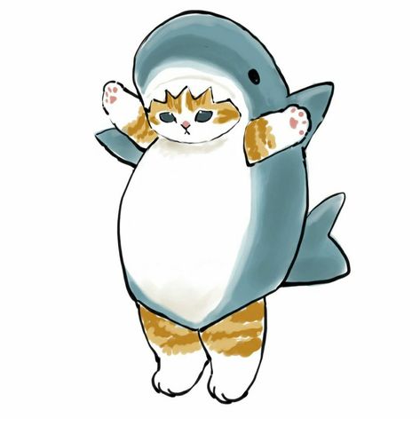 Shark Kitty, Kitty Art, A Cat, Hello Kitty, Kitty, Art