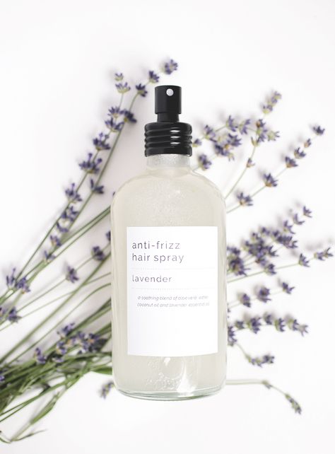 DIY Anti-Frizz Hair Spray @themerrythought Diy Hair Spray, Anti Frizz Spray, Hair Recipes, Frizz Hair, Anti Frizz Hair, Lavender Spray, Diy Shampoo, Homemade Hair, Diy Sprays