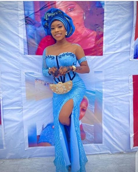 Latest Aso Ebi Lace Style 2021 for Ladies - Ladeey Asobi Lace Styles 2022, Aso Ebi Lace Styles For Slim Ladies, Sky Blue Lace Gown Styles Aso Ebi, Sky Blue Lace Asoebi Styles, Latest Lace Short Gown Styles Aso Ebi, Sky Blue Asoebi Lace Styles, Sky Blue Lace Styles Nigerian, Sky Blue Lace Styles, Sequence Lace Styles