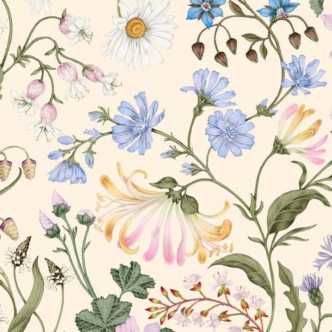 Floral Wallpapers | The Design Yard Illustrated Wallpaper, Design Yard, Chintz Pattern, Lost Garden, Bright Wallpaper, Garden Wallpaper, Flower Soft, Wallpaper Designs, Woven Paper