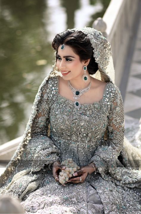 Indian Wedding Gown Grey Walima Dress, Indian Bridal Couture, Grey Gown, Indian Wedding Gowns, Walima Dress, Outfits Indian, Bridal Dresses Pakistan, Pakistani Wedding Outfits, Pakistani Bridal Dresses