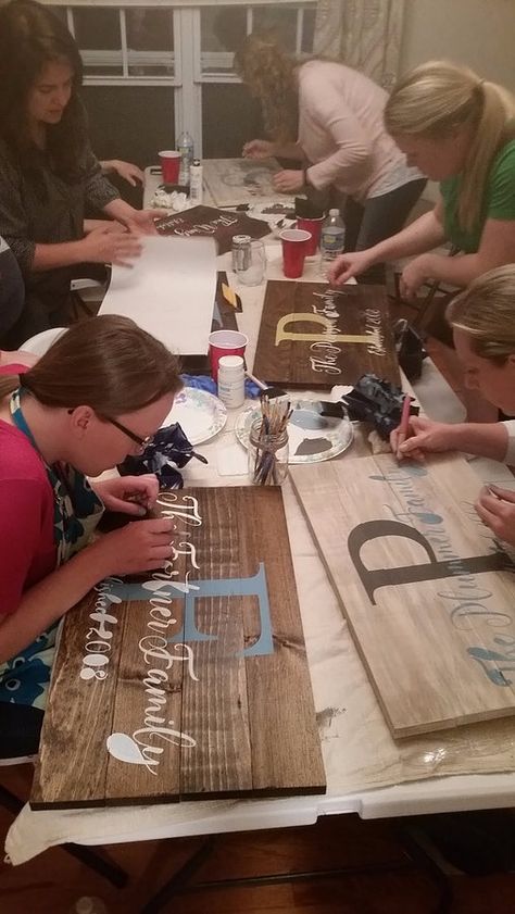 Do you want to learn how to throw an AWESOME girls night out!? Wine and Paint parties are SO POPULAR right now! This blog will teach you how I started! Girls Night Crafts, Paint Parties, Sign Painting, Painting Party, Pinterest Party, Craft Classes, Craft Club, Adult Crafts, Paint And Sip