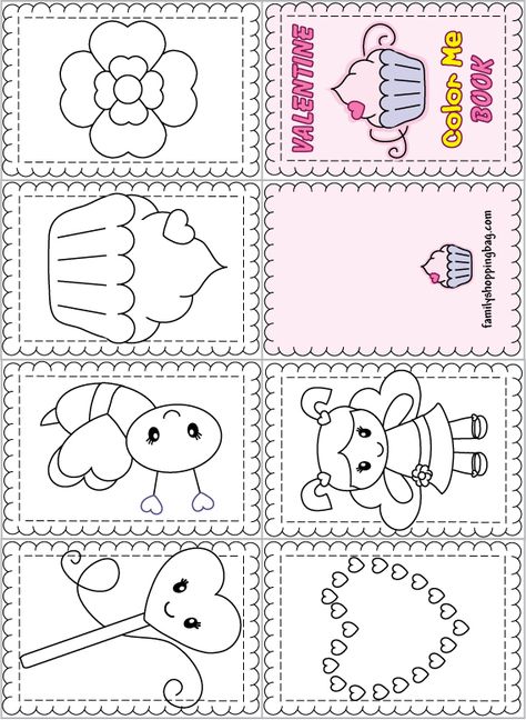 http://www.familyshoppingbag.com/img/thumb/jump/1781/Valentine_Color_Book Peeps Crafts, Mini Coloring Book, Mobile Craft, Free Printable Crafts, Valentine's Day Crafts, Barbie Printables, Picture Frame Crafts, Barbie Miniatures, Paper Dolls Clothing