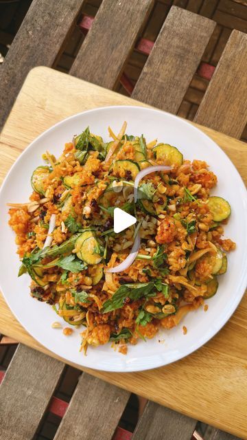 BRENDAN PANG on Instagram: "CRISPY RED CURRY RICE SALAD 🔥🍚🥗 with bold flavours, crunchy rice, and a zesty dressing, it’s an easy way to turn simple ingredients into something delicious.

CRISPY RICE
- 2 cups cooked jasmine rice, day old
- 2 tbsp vegetable oil
- 1 tbsp red curry paste

DRESSING
- 1 garlic clove
- 1 small piece ginger
- 1/4 cup fish sauce
- 1/4 cup neutral oil
- Juice of 2 limes
- 2 tbsp brown sugar 
- 1 - 2 tbsp chilli oil

SALAD
- 1 cucumber, thinly sliced 
- 1/2 red onion, thinly sliced
- 3 spring onion, chopped
- 1 bunch of Thai basil leaves
- 1 bunch of coriander, chopped
- 1/2 cup roasted peanuts, chopped
- Chilli oil, to taste

Place the rice in a bowl and toss with the oil and red curry paste. Spread the rice evenly in an air fryer and cook at 200°C for 10-15 minu Crispy Red Curry Rice Salad, Red Curry Rice, Nam Khao, Curried Rice Salad, Crunchy Rice, Cooking Jasmine Rice, Healthy Rice, Chilli Oil, Curry Rice