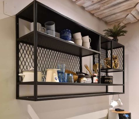 Iron shelves in the kitchen Food Western, Oven Wall, Shelves In The Kitchen, Iron Shelves, Welded Furniture, Luggage Shop, Small Kitchen Decor, Service Kitchen, Iron Shelf