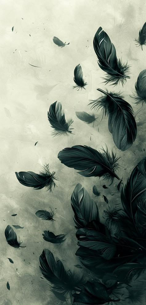 Feather In The Wind, Feather Aesthetic Wallpaper, Black Feathers Aesthetic, Black Feather Wallpaper, Plume Aesthetic, Magpie Wallpaper, Entity Aesthetic, Black Iphone Aesthetic, Feathers Aesthetic