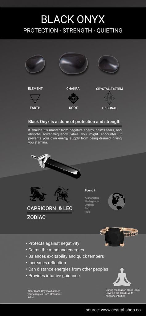 Black Onyx Meaning | Black Onyx Stone Benefits - Crystal Shop Black Onyx Meaning, Black Onyx Rings, Onyx Meaning, Black Onyx Crystal, Onyx Rings, Crystal Healing Chart, Black Onyx Jewelry, Rings Black, Crystal Aesthetic