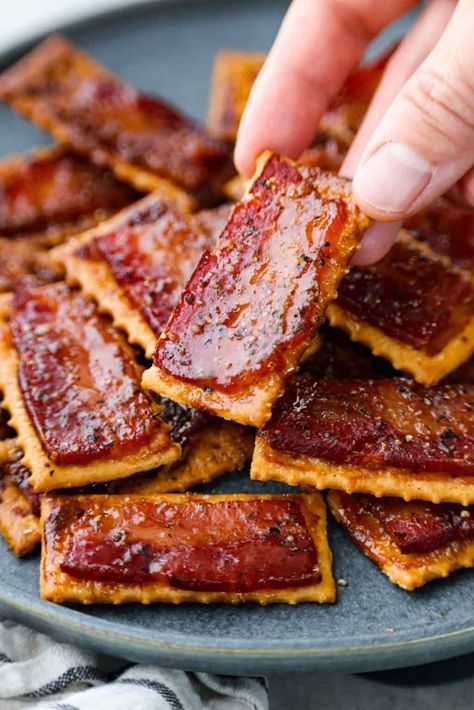 Introducing the easiest and tastiest appetizer that every party needs! Bacon crackers start with a buttery cracker layered with salty bacon and sprinkled with brown sugar and black pepper. It only takes 4 ingredients to make this sweet and salty snack.