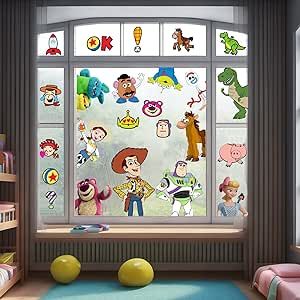 Cartoon Window Clings Decals,Party Removable Stickers for Glass Windows,Birthday Party Supplies Holiday Home Decorations (Toy Inspired（9sheets）) Disney Hotel Window Decorations, Holiday Cartoon, Kitchens Luxury, Disney Hotels, Window Clings, Classroom Themes, Home Decorations, Window Stickers, Childrens Bedrooms