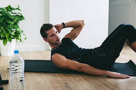 Man Relaxing, Pilates For Men, Home Workout Men, Dream Home Gym, Fitness Motivation Pictures, Workout Pictures, Yoga At Home, Model Release, Fat Loss