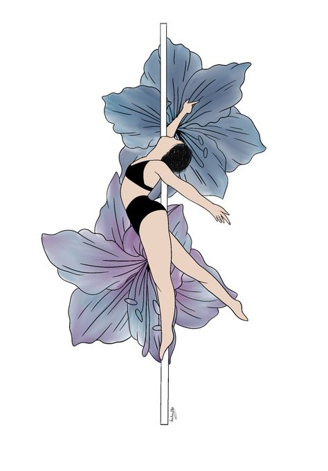 Pole dance shape with flowers Pole Dance Art Drawing, Pole Dance Painting, Pole Dance Poses Drawing, Pole Dance Drawing, Pole Dance Tattoo, Dance Art Drawing, Pole Dance Art, Dance Poster Design, Dancing Drawing