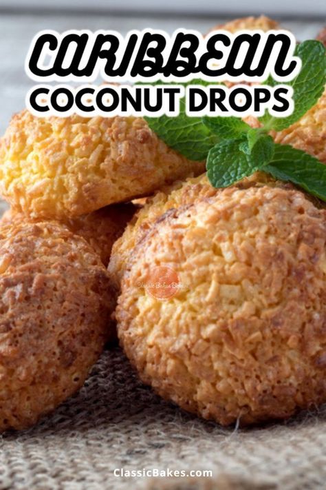 Coconut Drops Recipe Trinidad, Coconut Drops Recipe, Coconut Drops, Jamaican Recipe, Coconut Buns, Coconut Baking, Trinidad Recipes, Carribean Food, Trini Food