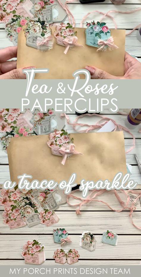 Paper Clip Art Crafts, Paper Clip Embellishments, Scrapbook Embellishments Diy Tutorials, Decorated Paper Clips, Diy Paper Clips, Altered Paper Clips, Shabby Chic Embellishments, Paper Clips Diy, Paperclip Crafts