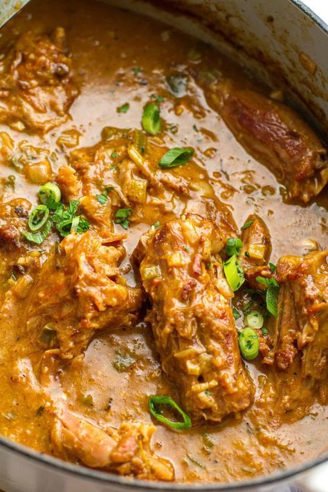 Smothered Turkey Necks - Kenneth Temple Smothered Turkey Necks Crock Pot, Chicken Necks Recipe, Beef Neck Bones Recipe Slow Cooker, Smothered Turkey Necks, Cajun Gravy, Kenneth Temple, Turkey Neck Recipe, Pig Feet Recipe, Pressure Cooker Turkey