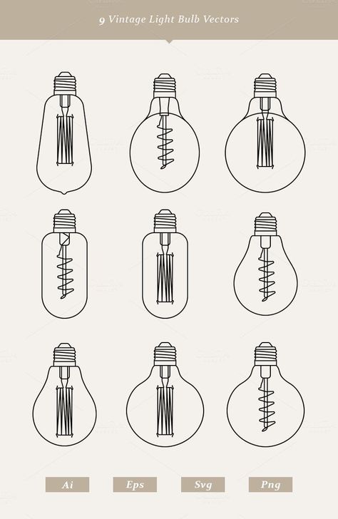 Edison Bulb Tattoo, Light Bulb Tattoo, Lightbulb Tattoo, Light Bulb Drawing, Light Bulb Art, Light Bulb Vector, Art Fil, Vintage Light Bulbs, 자수 디자인