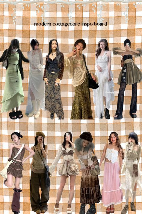 Streetwear Cottage Core, Cottagecore Aesthetic Modern, Infp Outfits Aesthetic, Normal Core Outfits, Dark Cottage Core Aesthetic Outfit, Bloom Core Outfits, Whimsical Clothes Aesthetic, Fairy Cottage Core Outfits, Whimsical Core Outfits