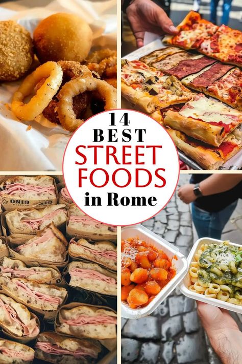 Explore Rome's street food scene with this collage of must-try dishes, perfect for food lovers visiting Italy. Rome Street Food, Modern Inventions, Food Rome, Best Food In Rome, Food In Rome, Pictures Of Spring, Rome Streets, Rome Italy Travel, Rome Food