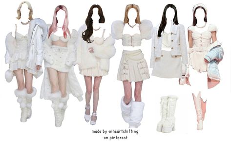 Kpop 6 Member Outfit, 6 Member Outfits, 6 Member Girl Group Outfits, Accessories Png, Kpop Shifting, Kpop Clothes, Kpop Fits, Outfit Kpop, Pop Ideas