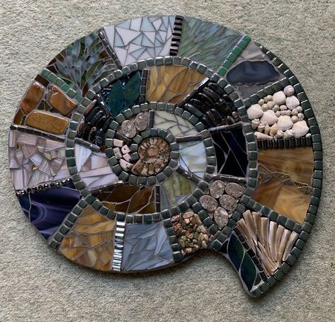 Rock Mosaics, Fibonacci Art, Abstract Mosaic Art, Mosaic Tiles Crafts, Mosaic Rocks, Mosaic Stepping Stones, Mosaic Garden Art, Lyme Regis, Mosaic Tile Art