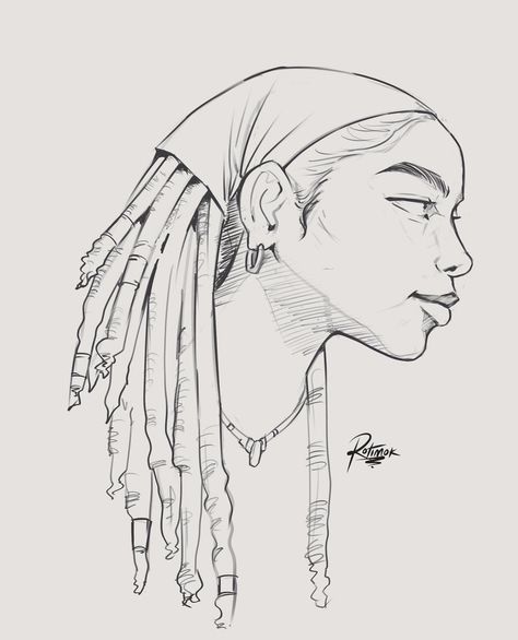 Girl with dread locks simple sketch/drawing Twists Drawing Hair, Locks Hairstyle Drawing, Black Anime Drawing Sketch, Woman With Dreads Drawing, Locks Drawing Reference, Smiley Face Sketch, Dred Locks Drawings, Locs Hairstyles Drawing, Female Hair Ideas Drawing