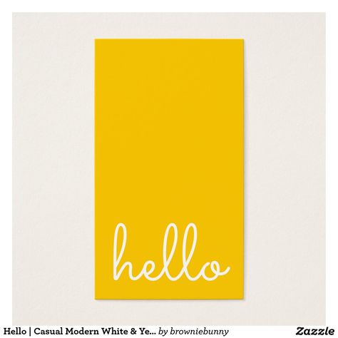 Hello | Casual Modern White & Yellow #BusinessCard #BizCard #Modern #ModernCards #CustomBusinessCards #ZazzleCards #BusinessCard #MagnetCard #MagnetBusiness Soul Branding, Yellow Penguin, Illustrations Styles, Life Plans, Yellow Business Card, Dj Logo, Design Studio Logo, Soul Design, Brand Stickers