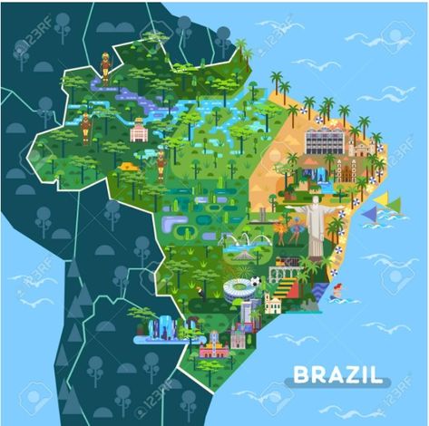 Brazil Geography, Latin America Map, Hig School, Brazil Map, America Map, Board Books, Latin America, Geography, South America