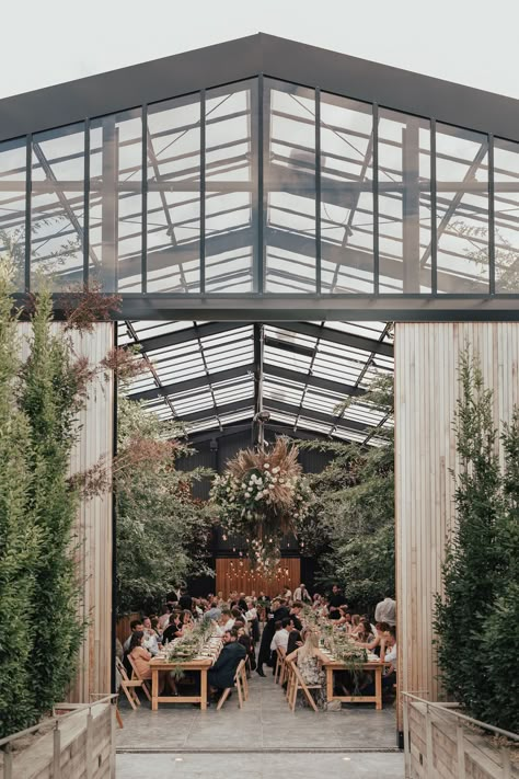 glasshouse | The Lane All Glass Wedding Reception, Wedding Venue Glass House, Glass Venue Wedding, Greenhouse Wedding Venue Ideas, Dream Venue Wedding, Glass Wedding Venues, Wedding Space Design, Wedding Venue Architecture, Modern Wedding Venue Ideas