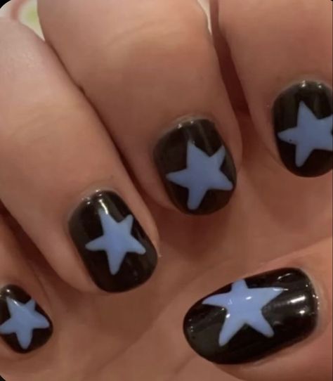 Blue Star Nails, Girly Cottage, Hippie Nails, Punk Nails, Grunge Nails, Pretty Gel Nails, Soft Nails, Trendy Aesthetic, Aesthetic Y2k