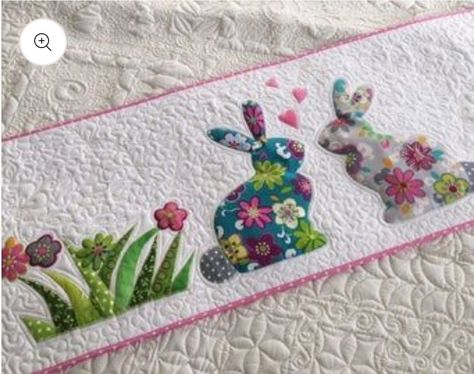 Easter Quilts, Patchwork Decor, Quilt Runners, Quilted Candle Mats, Bunny Beds, Candle Mats, Easter Applique, Easter Table Runners, Long Table Runner