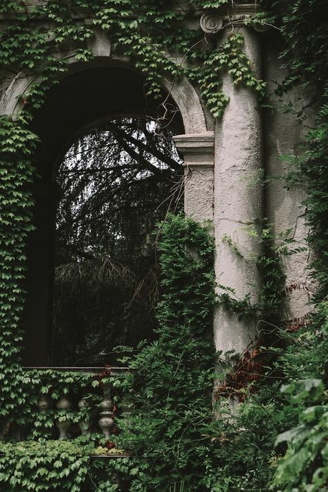 Green Academia, Outdoor Scenery, Blithe Spirit, Stone Building, Goth Garden, Building Aesthetic, Dark Castle, English Ivy, Green Ivy