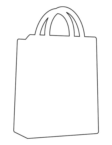 Shopping bag pattern. Use the printable outline for crafts, creating stencils, scrapbooking, and more. Free PDF template to download and print at http://patternuniverse.com/download/shopping-bag-pattern/ Bag Templates Printable, Shopping Bag Craft, Shopping Bag Template, Shopping Bag Drawing, Bag Template, Barbie Shopping Bag Printables, Shopping Bag Icon Logo, Preschool Prewriting, Shopping List Template