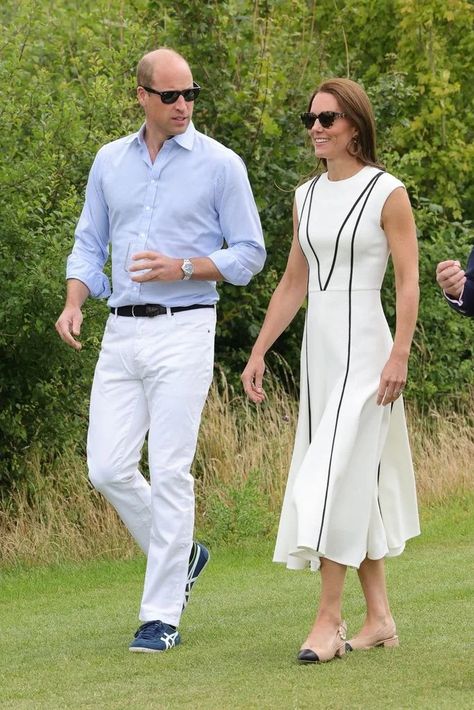 Two of Kate Middleton's favourite brands just dropped the chicest shoe collaboration | HELLO! William E Kate, Principe William, Dreamy Whites, Polo Match, Estilo Real, Middleton Style, Emilia Wickstead, Duke Of Cambridge, Catherine Middleton