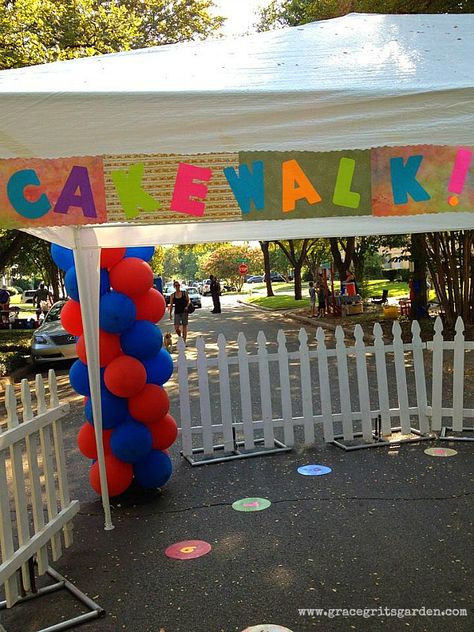 Cakes For A Cake Walk, Cake Walk Ideas Carnival, Cake Walk Game Instructions, Cakewalk Game Ideas, Cake Walk Fundraiser, Fall Festival Tent Decorating Ideas, Cupcake Walk Game, Cake Walk Ideas For Fall Festival, Cake Walk Cakes Ideas